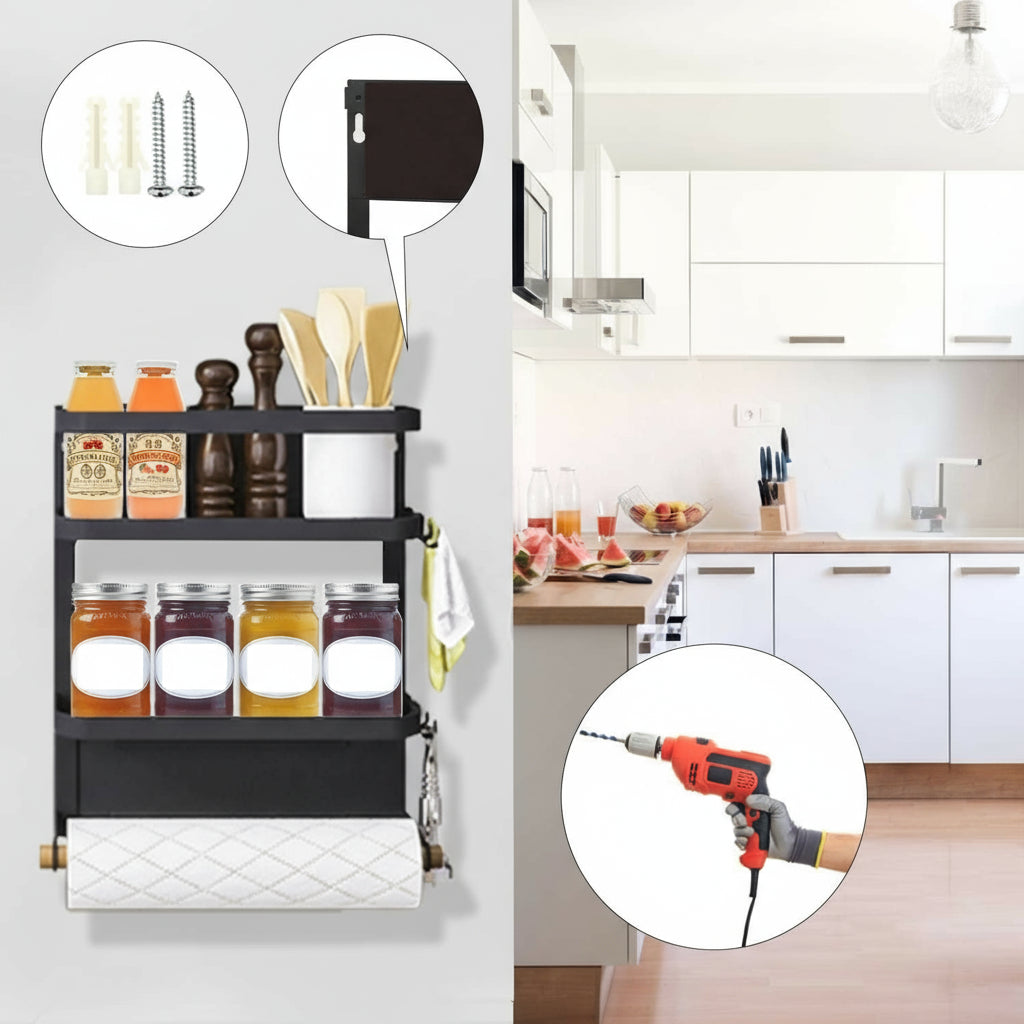 Magnetic Spice Rack with Paper Towel Holder - ChefCraft