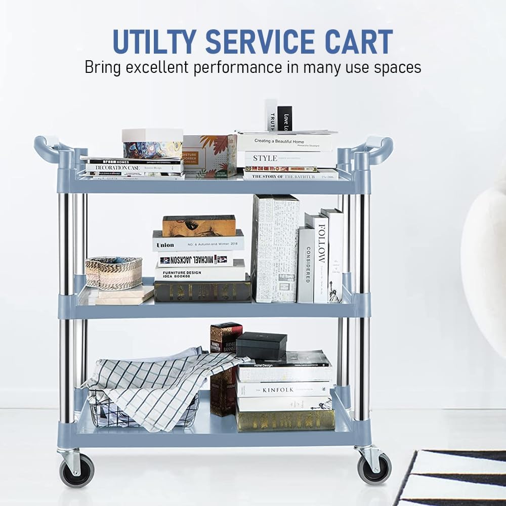 3-Tier Rolling Serving Cart with Lockable Wheels - LuxeServe