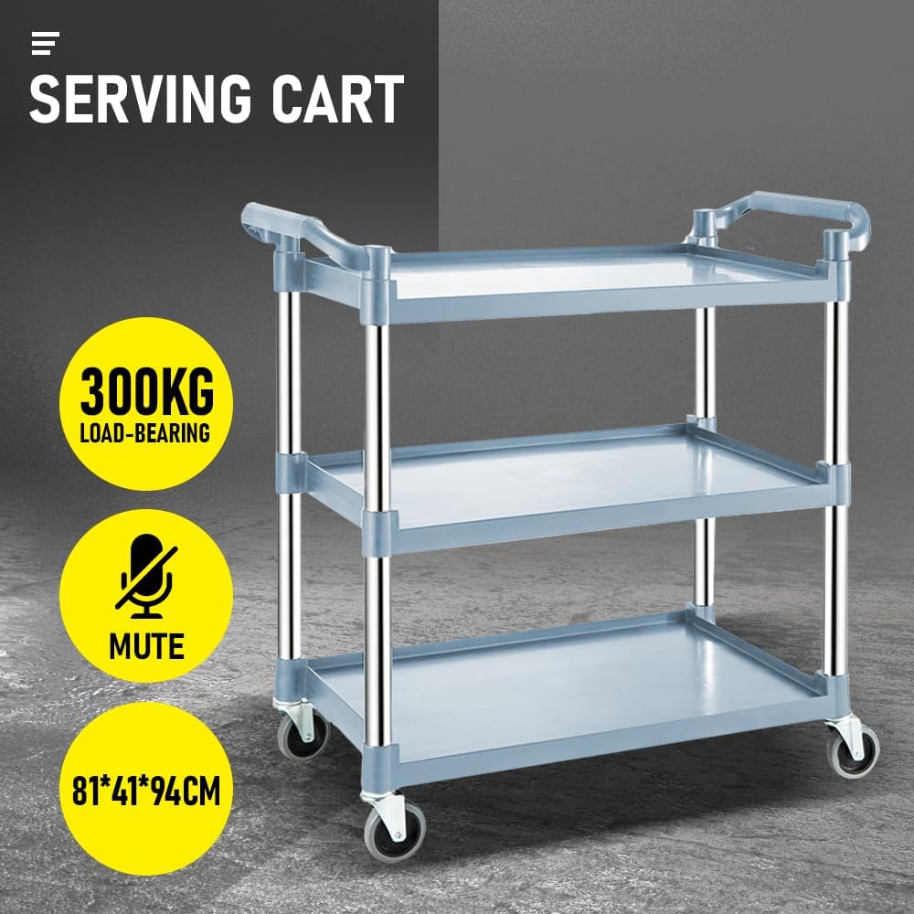 3-Tier Rolling Serving Cart with Lockable Wheels - LuxeServe