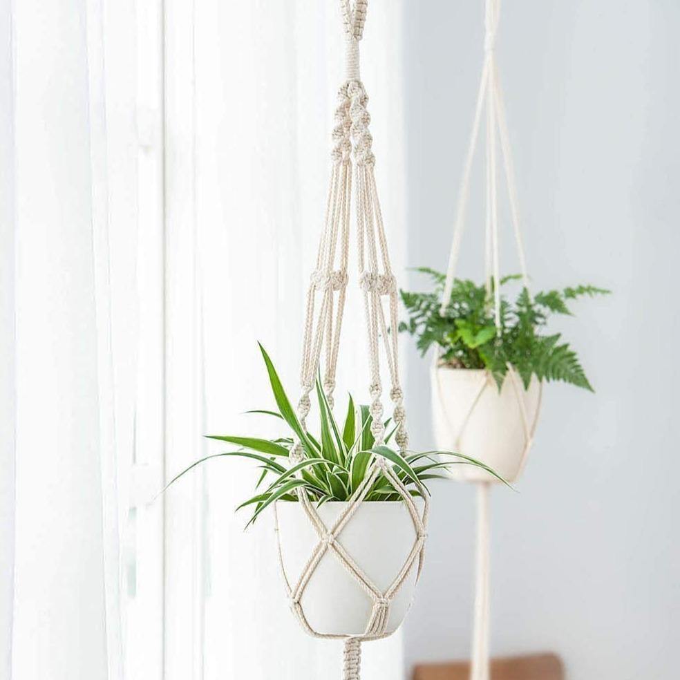 Boho Macrame Plant Holder Set - Artisan Home Decor