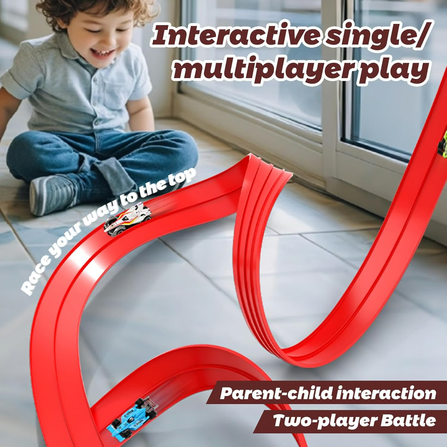 Racing Track Set - SpeedFlex Designs with 4 Diecast Cars