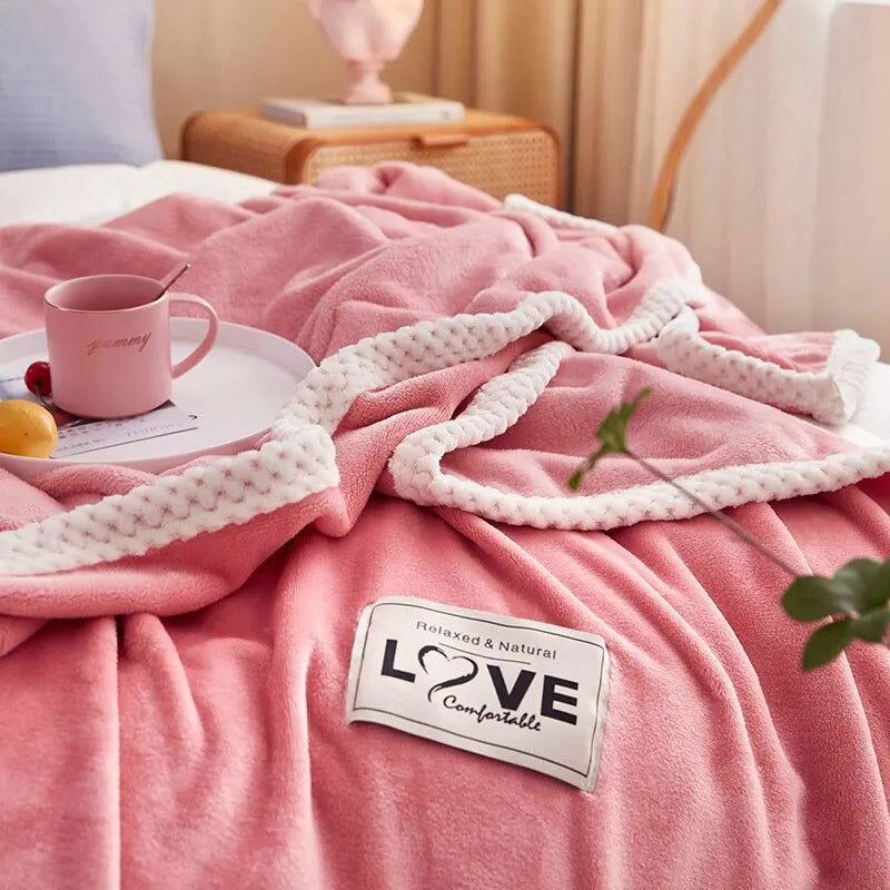 Cozy Pink Flannel Fleece Blanket - LuxeNest