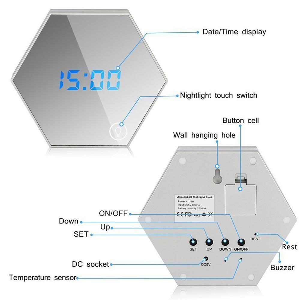 Digital Wall Mirror Clock - LuxeTime