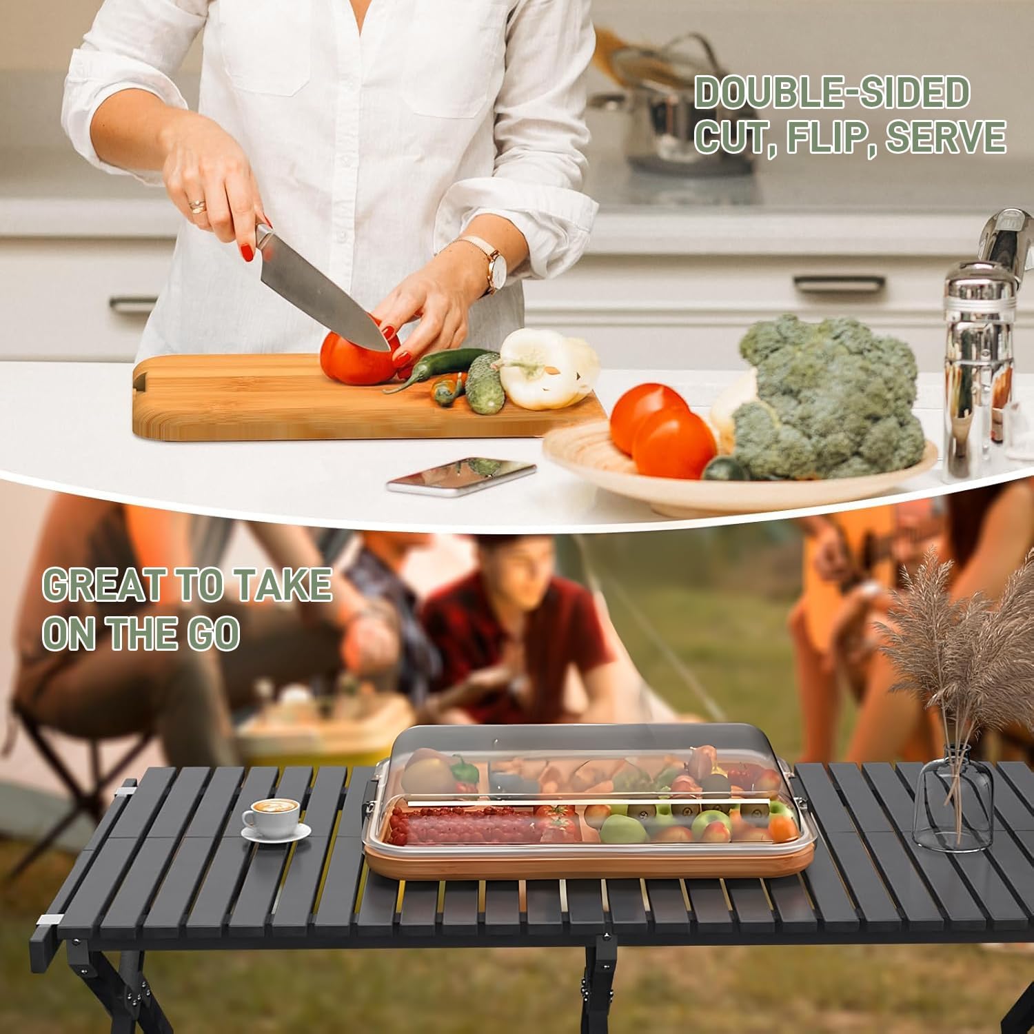 Bamboo Charcuterie Board with Clear Lid - Artisano