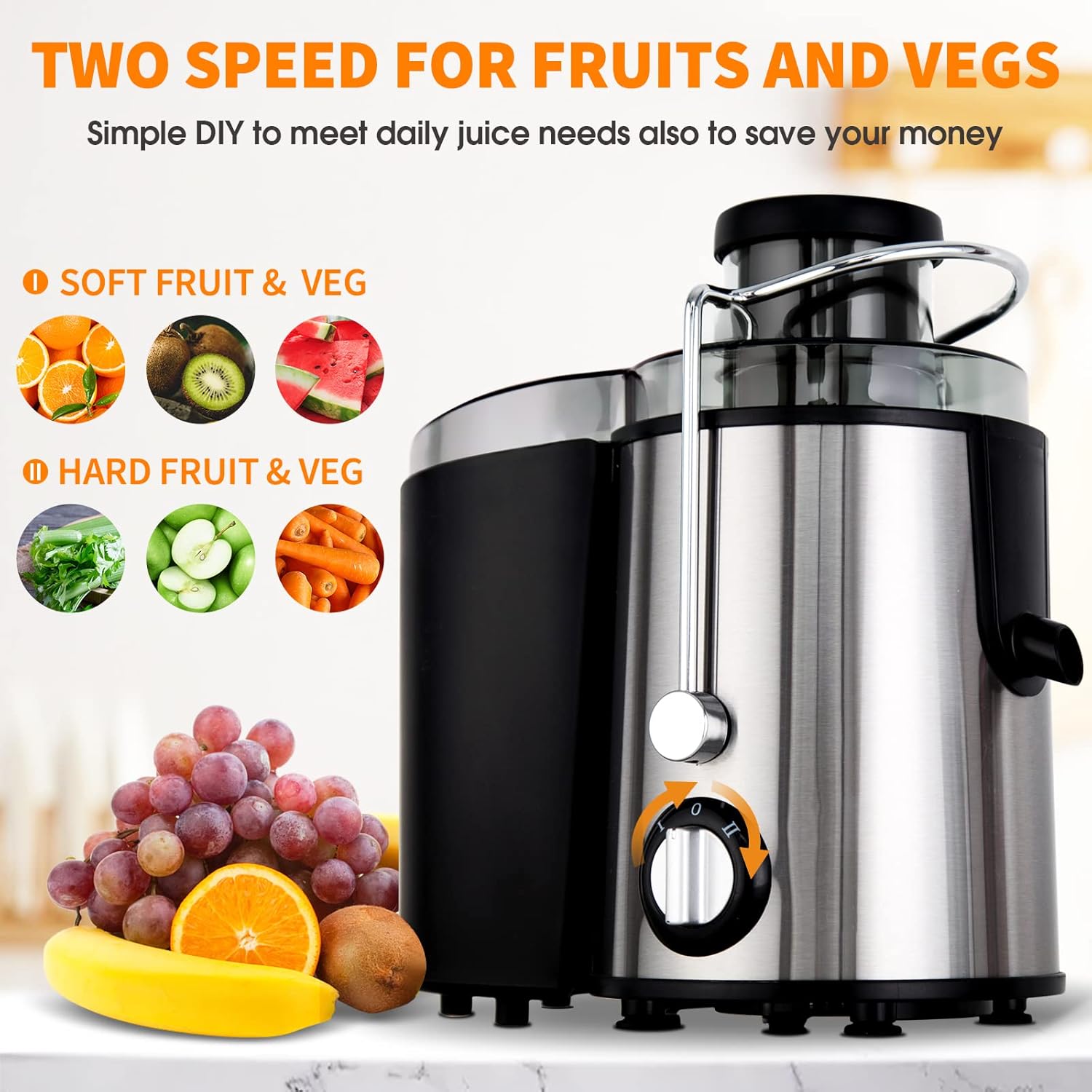 Cold Press Juicer with 3 Speeds - PureSqueeze