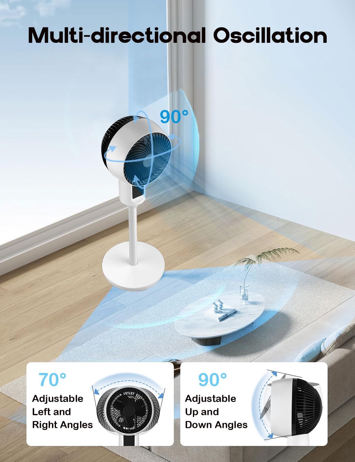 3D Oscillating Adjustable Stand Fan - ZephyrAir