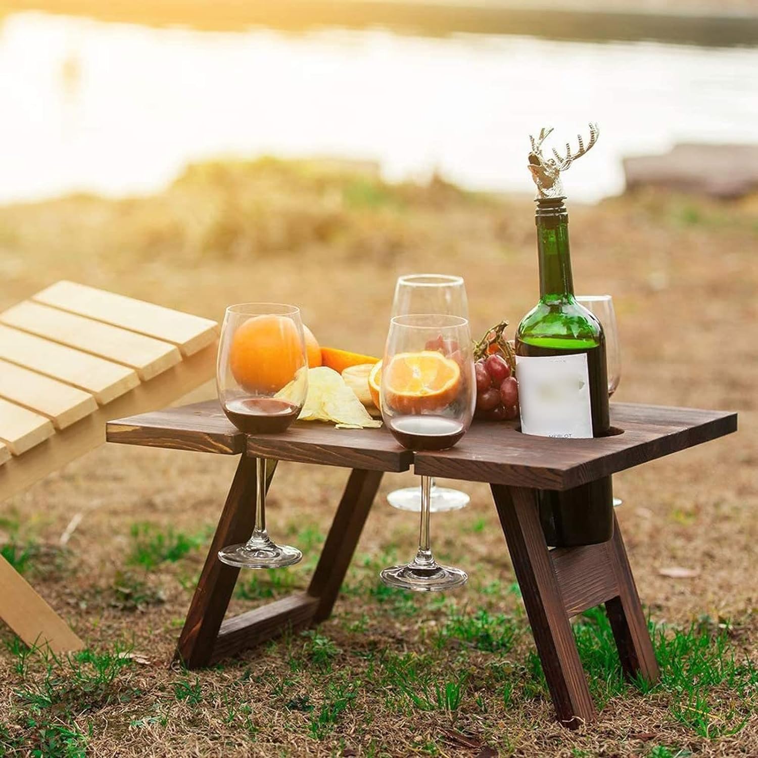 Wooden Wine Rack Table - Vintique Elegance