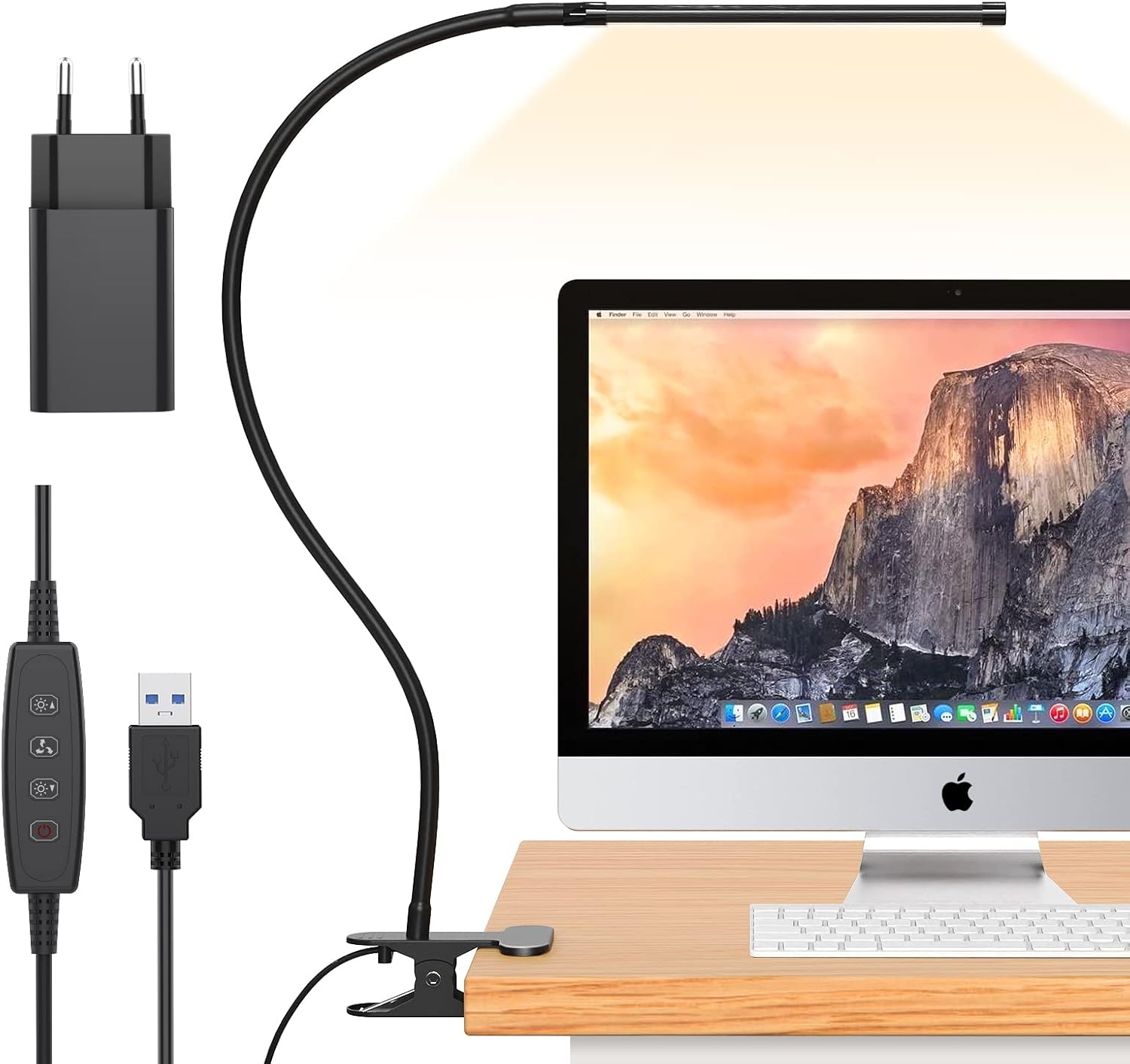 LED Desk Clamp Lamp with USB Power Supply - Luminara