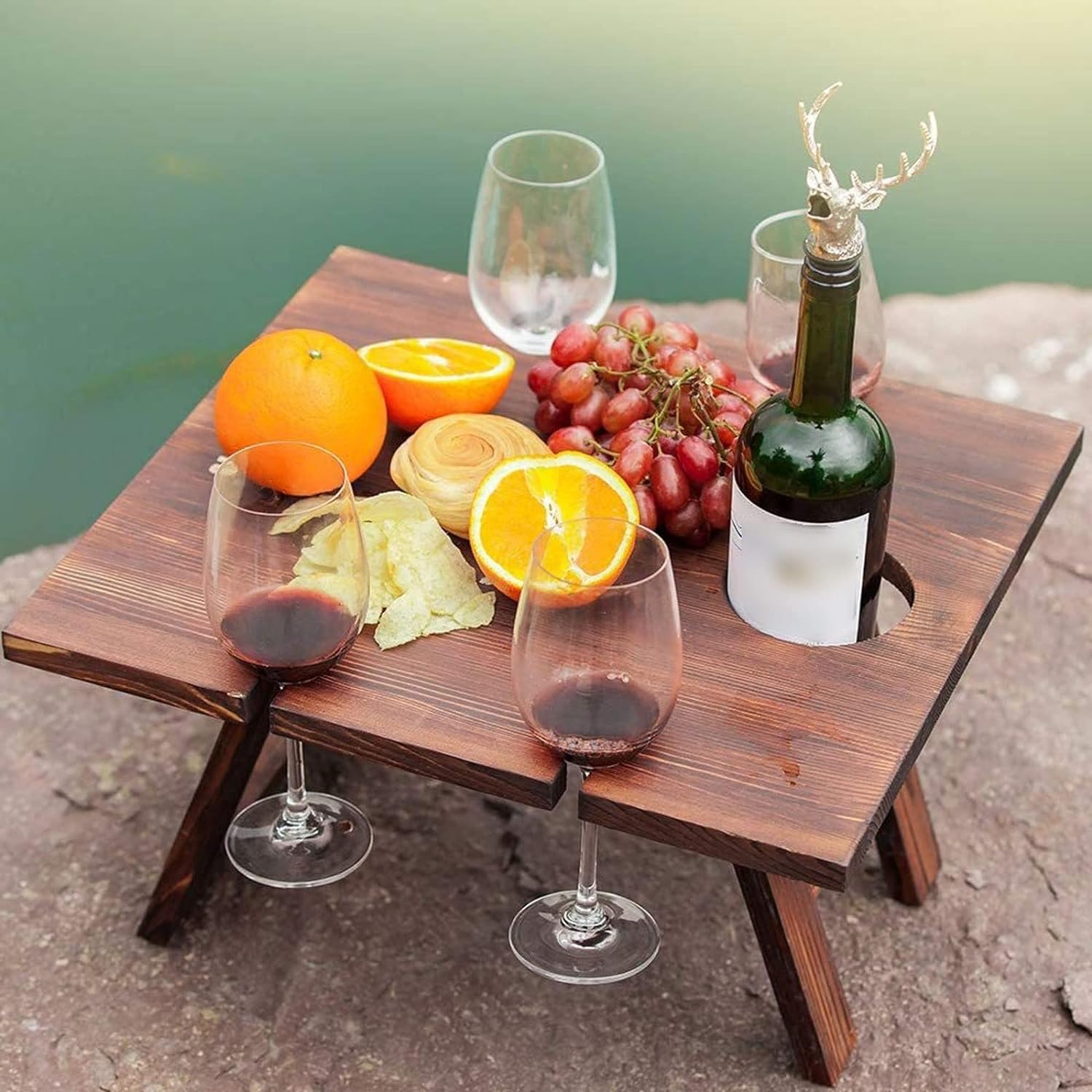 Wooden Wine Rack Table - Vintique Elegance