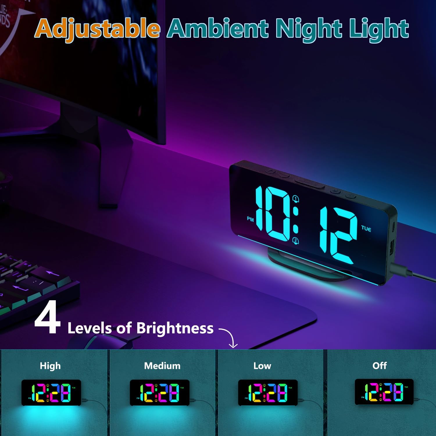 Digital Day Clock with 19 Reminders - LuminaTime