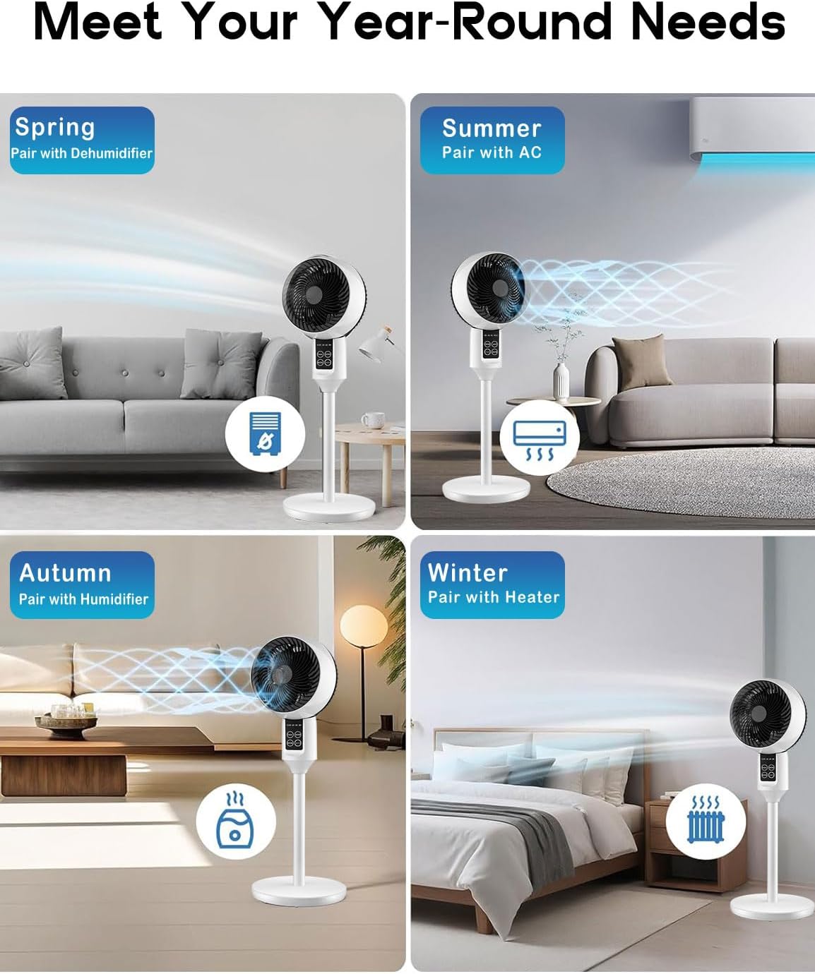 3D Oscillating Adjustable Stand Fan - ZephyrAir