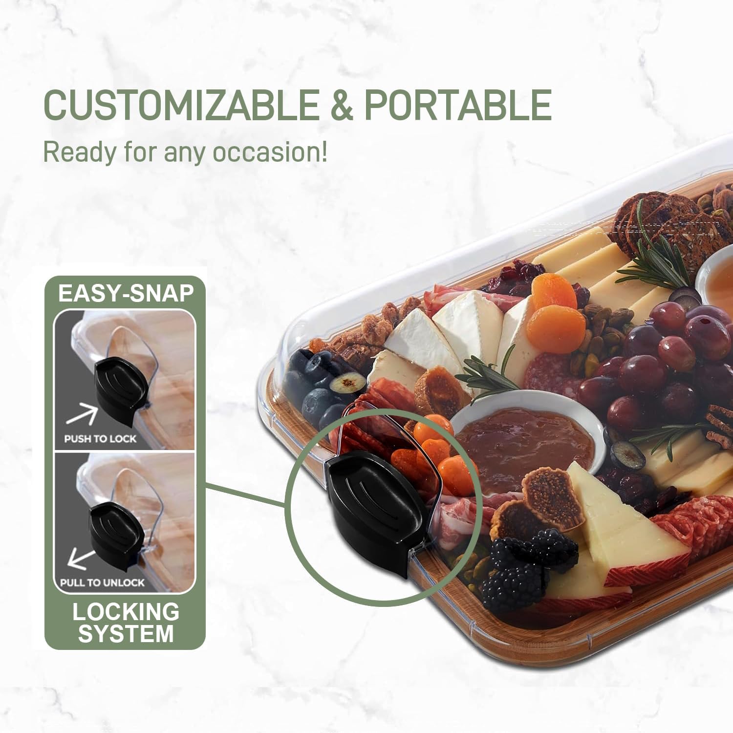 Bamboo Charcuterie Board with Clear Lid - Artisano
