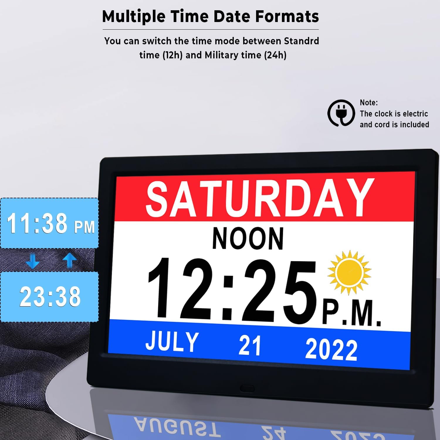 Digital Day Clock with 19 Reminders - LuminaTime