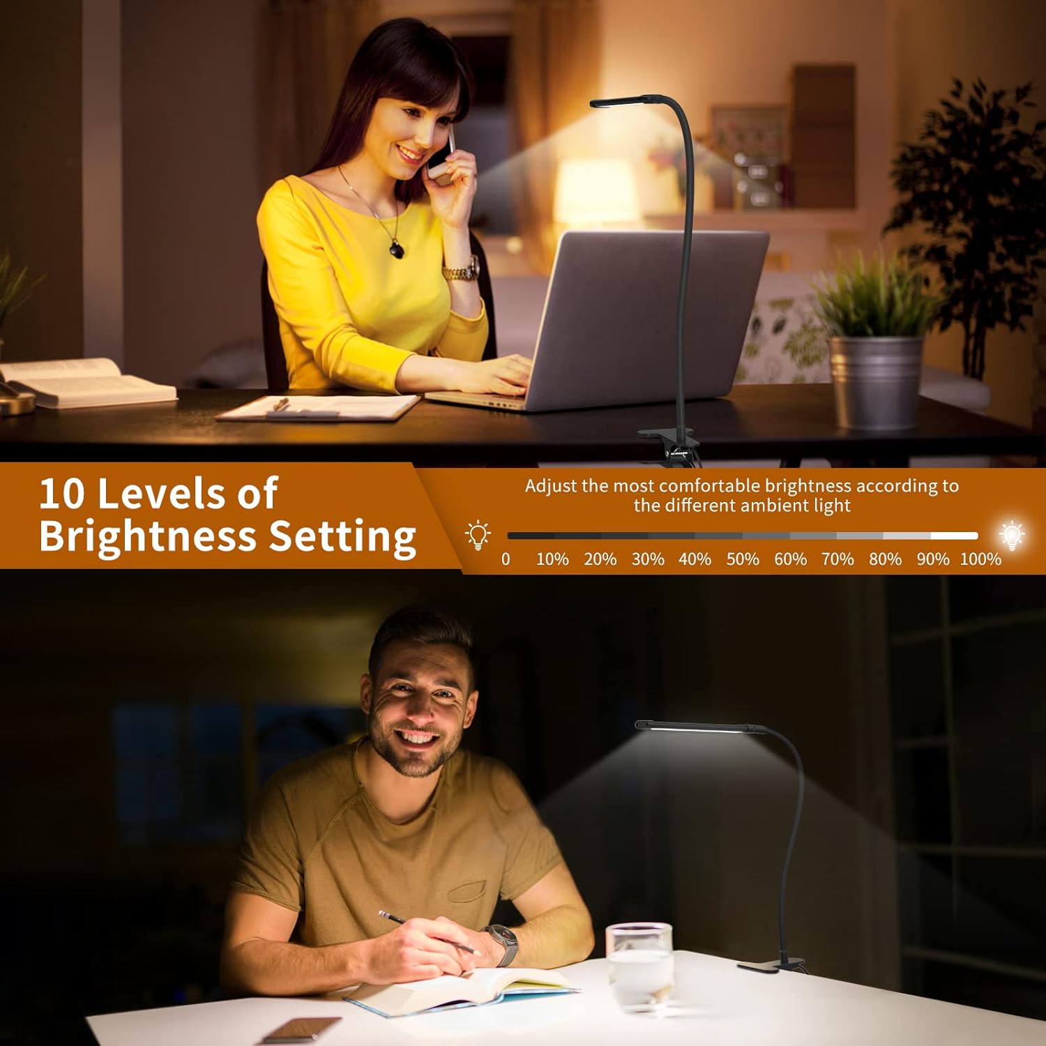 LED Desk Clamp Lamp with USB Power Supply - Luminara