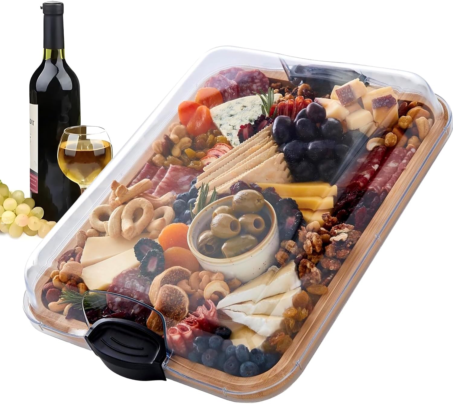 Bamboo Charcuterie Board with Clear Lid - Artisano