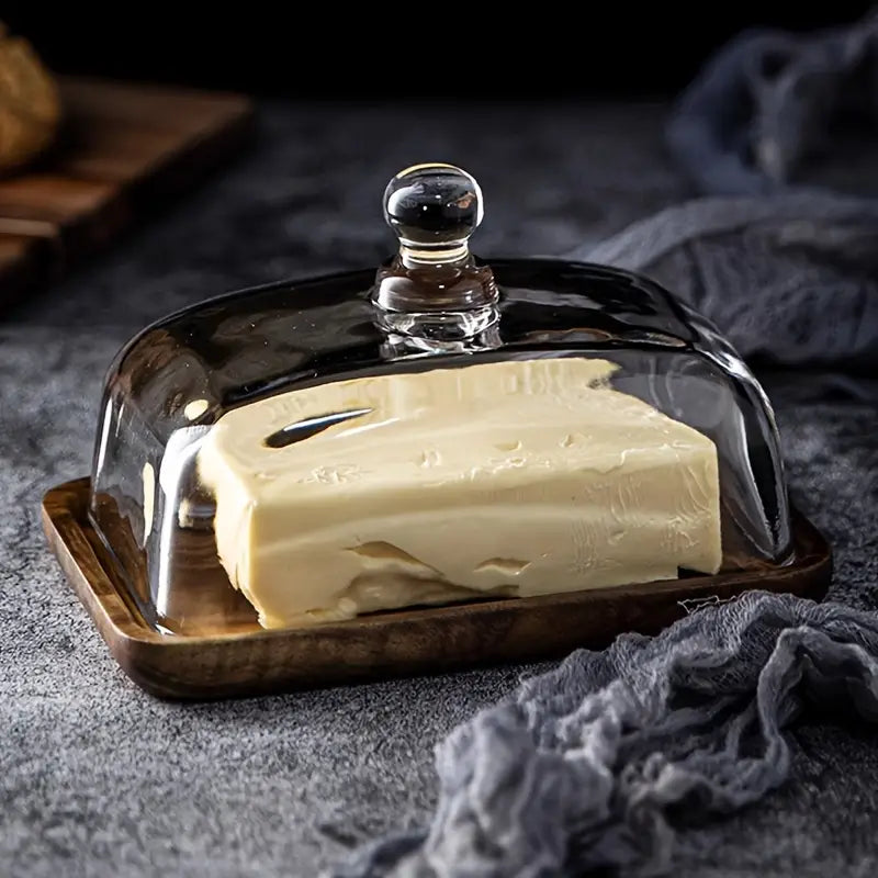 Wood and Glass Butter Dish - ArtisanCrafted