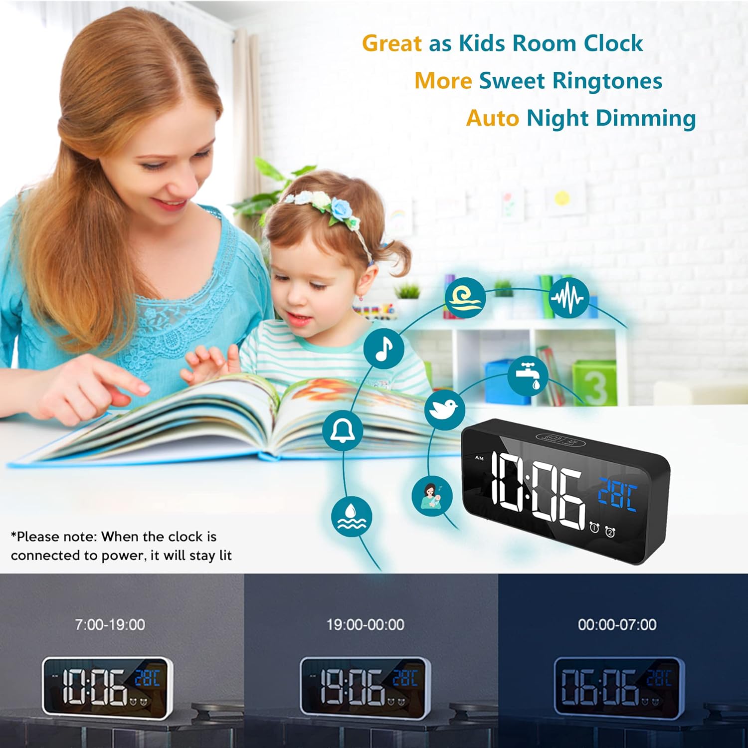 Digital Day Clock with 19 Reminders - LuminaTime