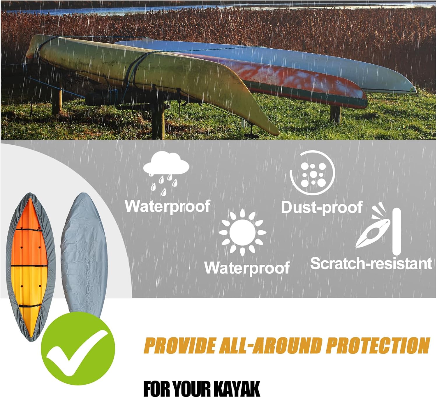 Waterproof Kayak Cover with Adjustable Straps - AquaShield