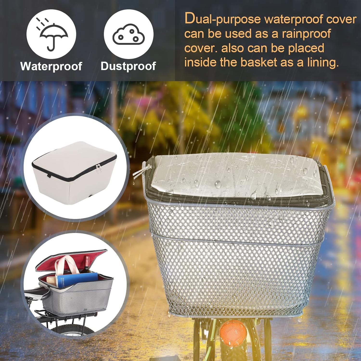 Waterproof Bicycle Basket with Rain Cover - Velocraft