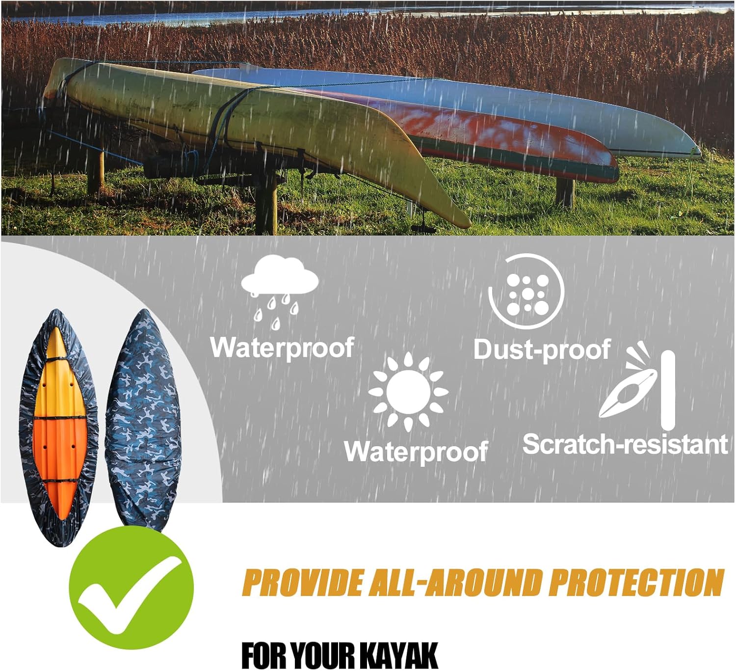 Waterproof Kayak Cover with Adjustable Straps - AquaShield