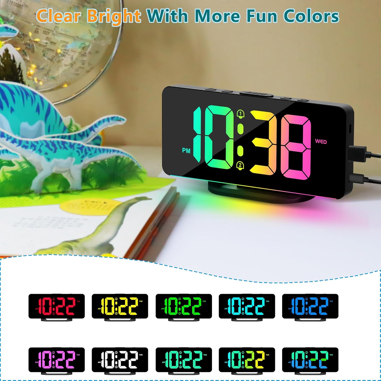 Digital Day Clock with 19 Reminders - LuminaTime