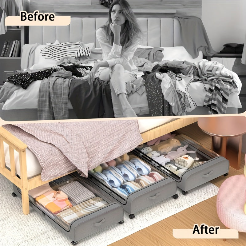 Underbed Storage Bins with Wheels - LuxeSpace