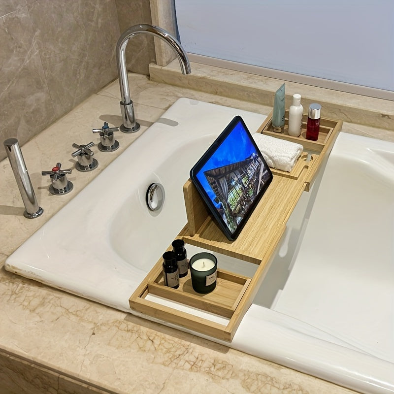 Bamboo Bathtub Tray with Adjustable Sides - AquaNest