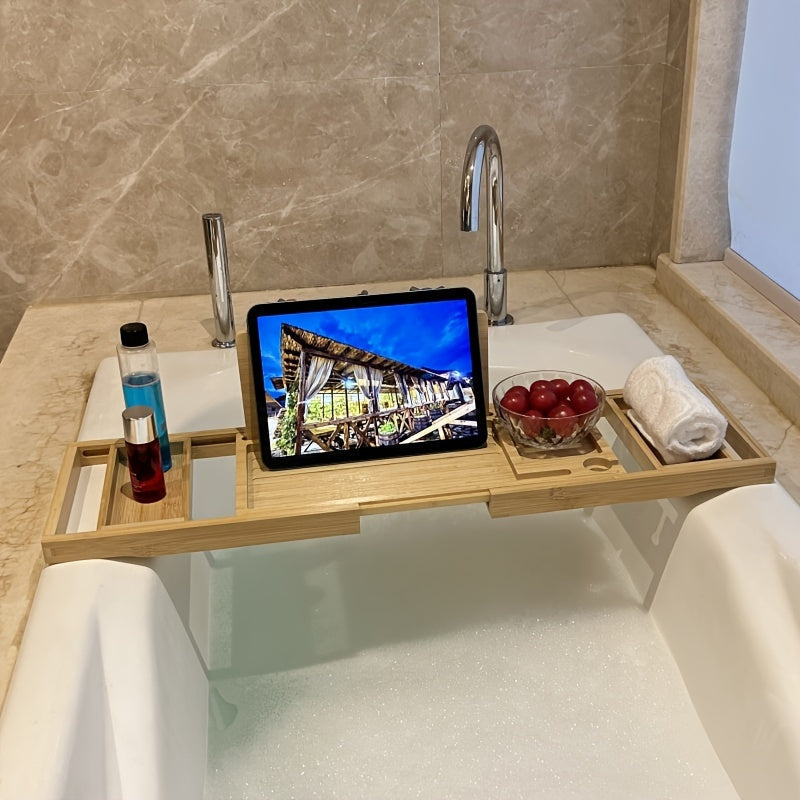 Bamboo Bathtub Tray with Adjustable Sides - AquaNest