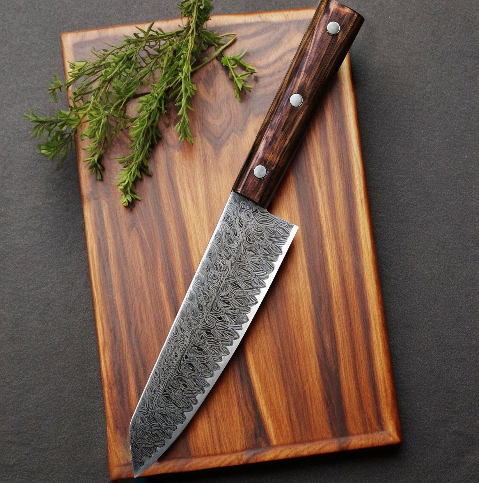Damascus Steel Santoku Knife - Chef's Elite