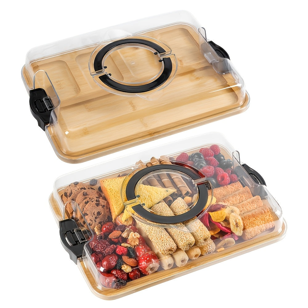 Bamboo Charcuterie Tray with Locking Lid - LuxeServe