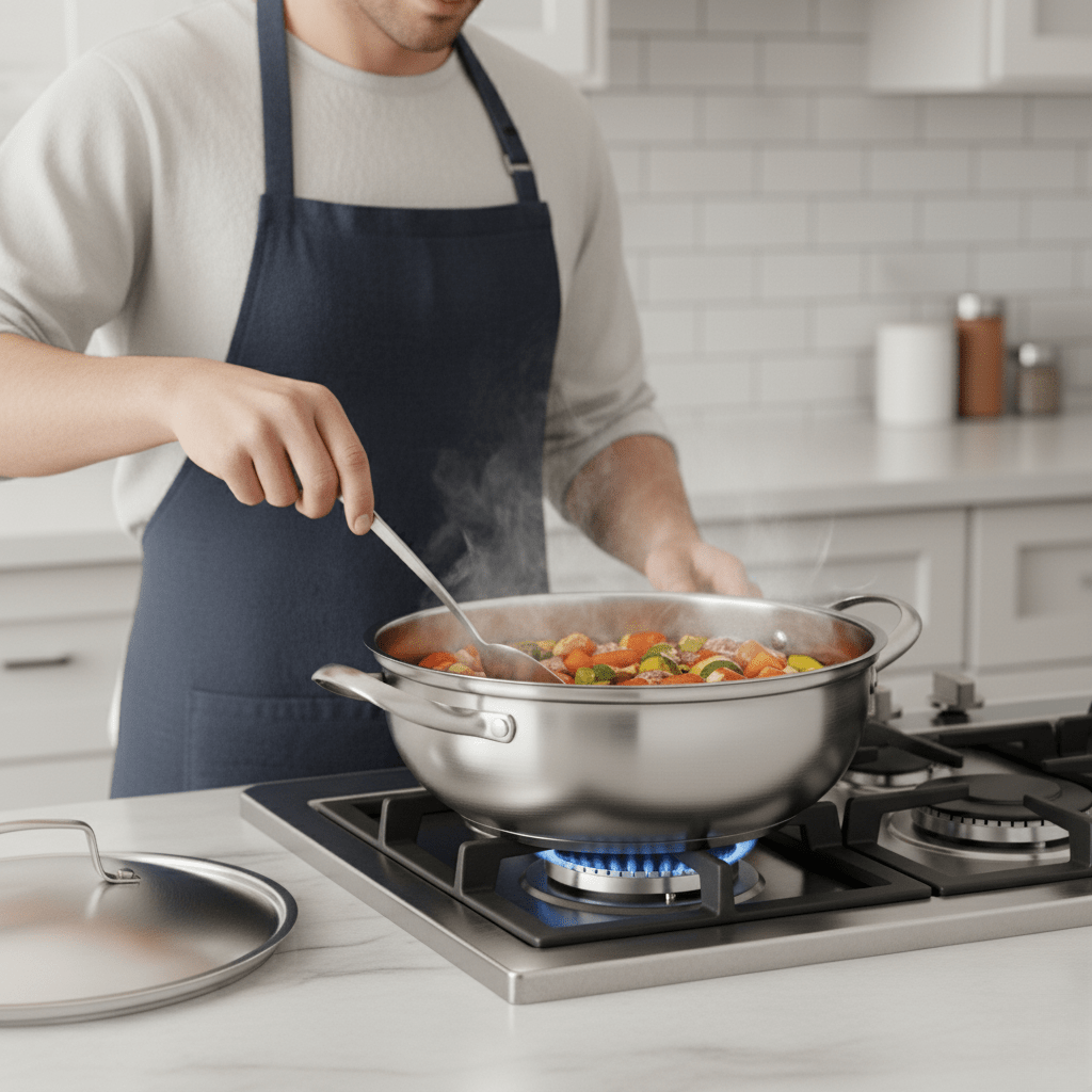 EcoHeat Cooking Pot - PureSteel 26 cm with Even Heat Distribution