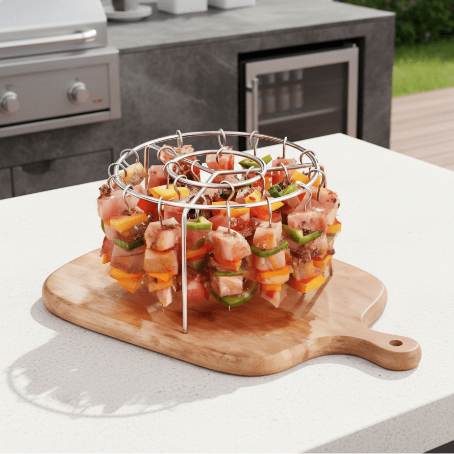 Stainless Steel Skewer Holder - GrillMaster Pro