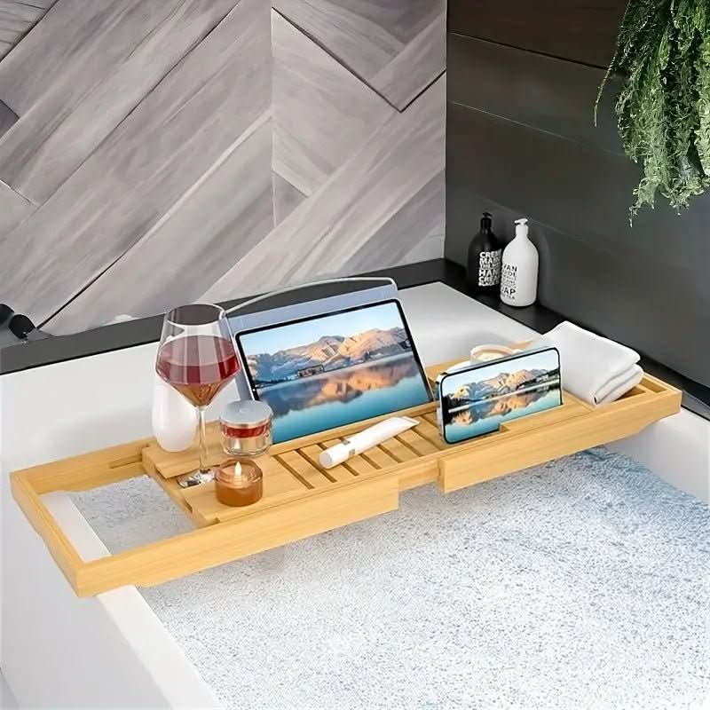 Bamboo Bathtub Tray - Luxe Haven Essentials