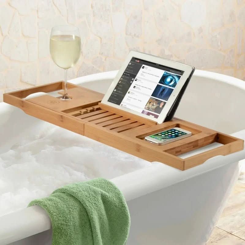 Bamboo Bathtub Tray - Luxe Haven Essentials