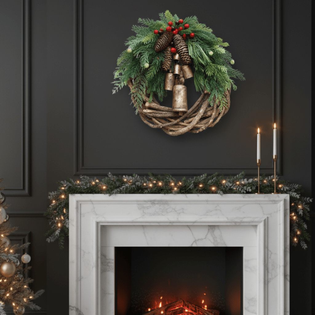 Rustic Pine Cone Christmas Wreath - Evergreen Charm
