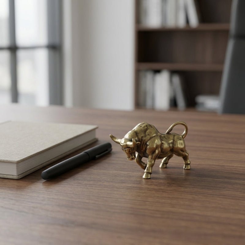 Brass Bull Sculpture - LuxeCraft Home Accents