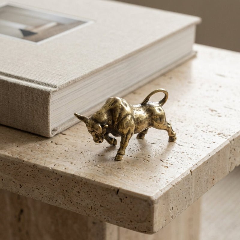 Brass Bull Sculpture - LuxeCraft Home Accents
