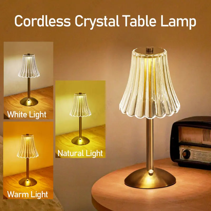 Dimmable Crystal Wireless Table Lamp - LuxeGlow