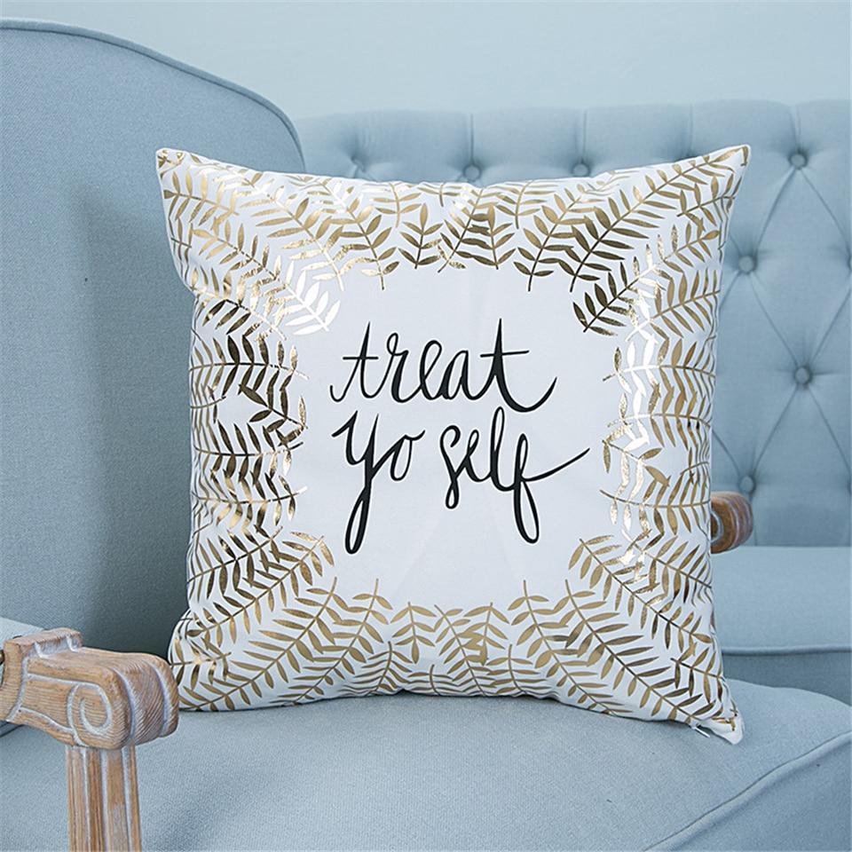 Gold Printed Pillow Cover - LuxeNest Decor