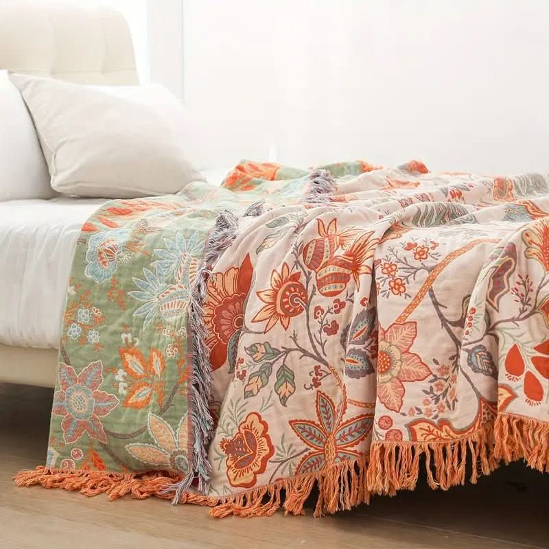 Boho Chic Cotton Throw Blanket - Luxe Living