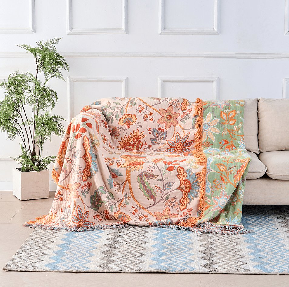 Boho Chic Cotton Throw Blanket - Luxe Living