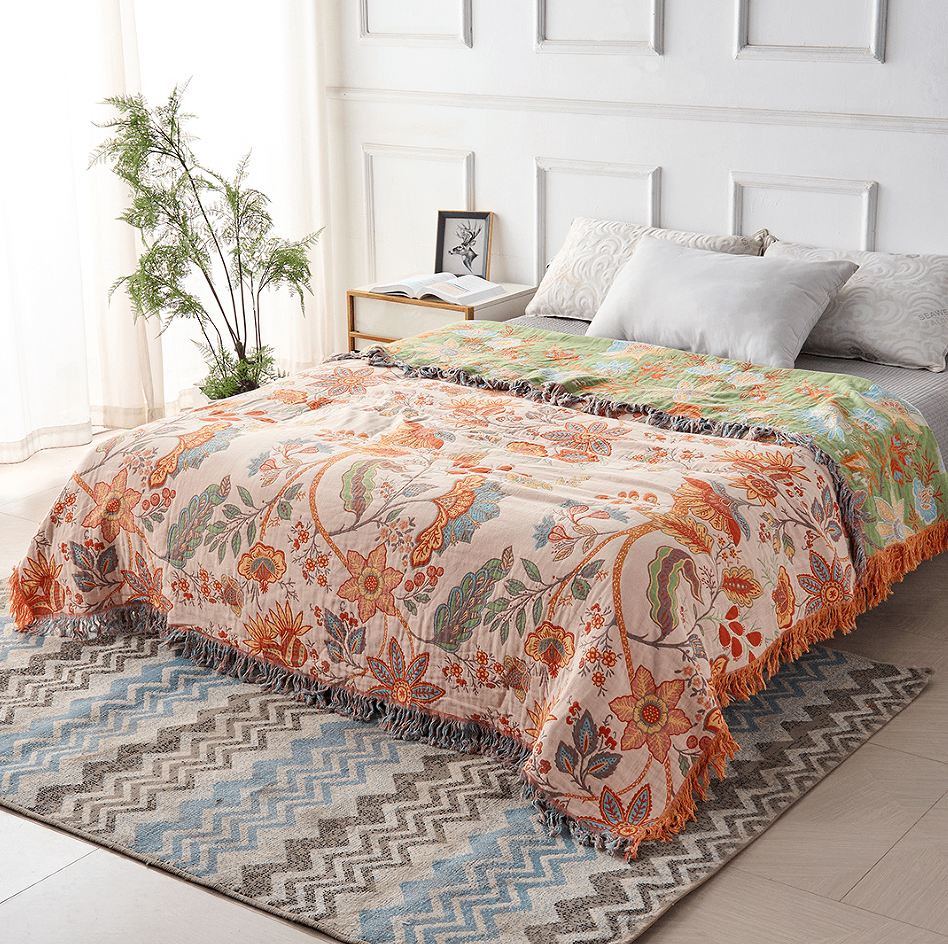 Boho Chic Cotton Throw Blanket - Luxe Living