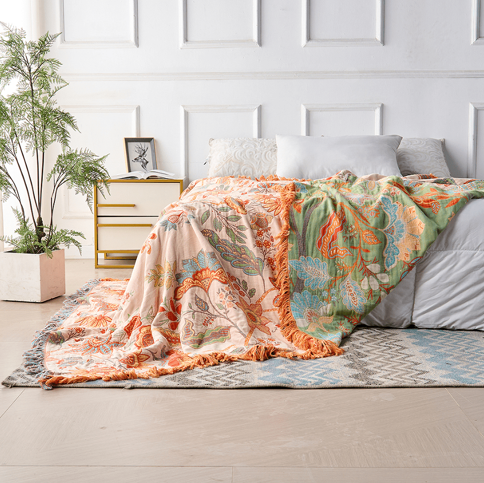 Boho Chic Cotton Throw Blanket - Luxe Living