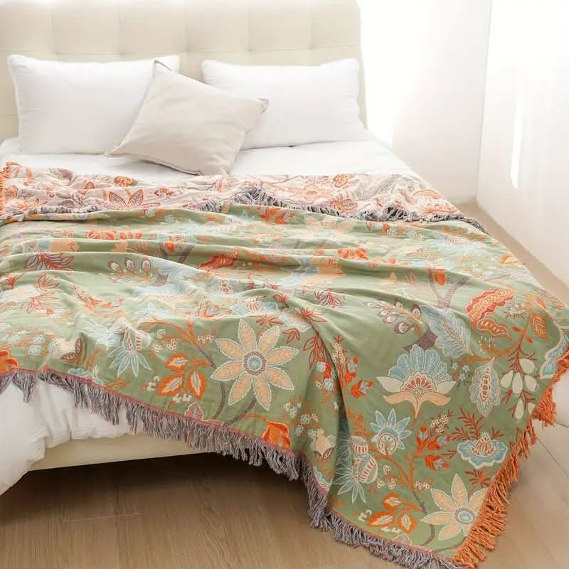 Boho Chic Cotton Throw Blanket - Luxe Living