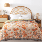 Cotton Reversible Blanket - LuxeBoho Weave with Jacquard Design