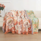 Cotton Reversible Blanket - LuxeBoho Weave with Jacquard Design