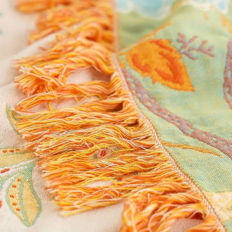 Cotton Reversible Blanket - LuxeBoho Weave with Jacquard Design