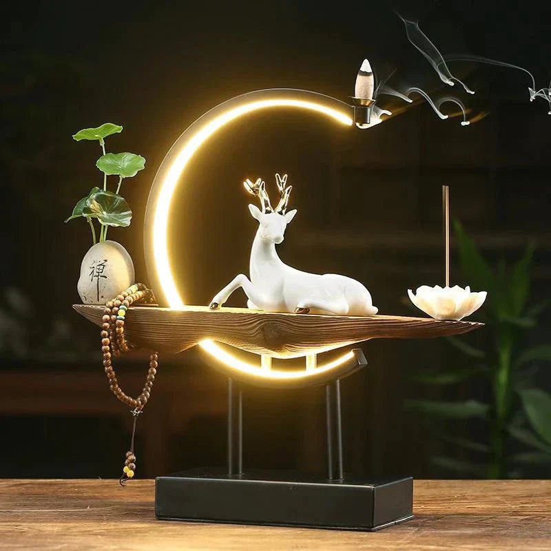 Serene White Deer Incense Lamps – TranquilGlow