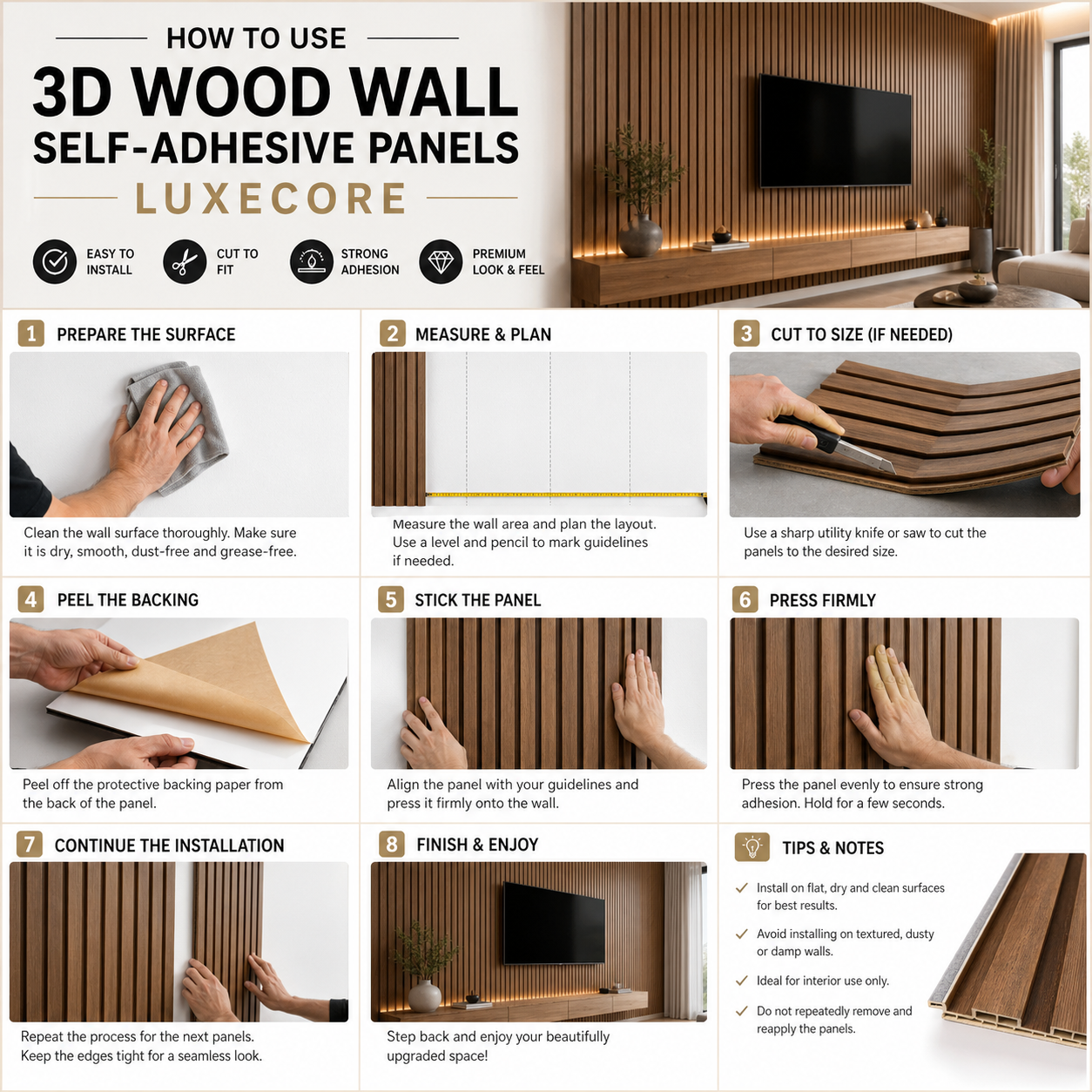 3D Self Adhesive Wall Panels - LuxeCore