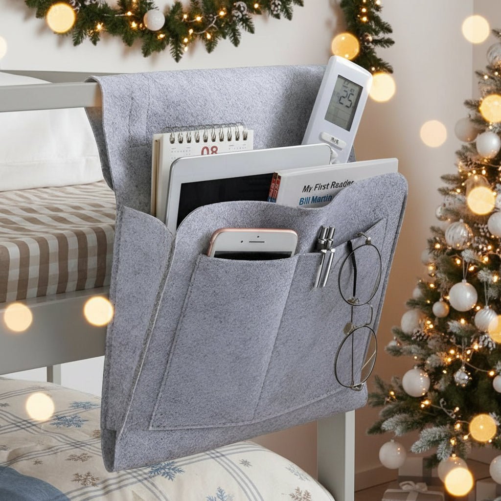 Cable Organizer - LuxeFelt Nightstand Bag with Cable Management